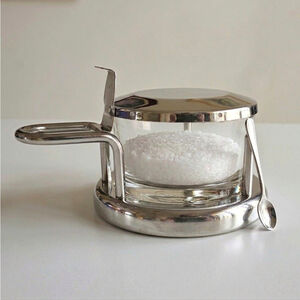 RSVP International Stainless Steel Salt Server & Spoon Set - Glass Bowl Insert
